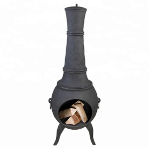 Cast di Ferro Firepits Stufa di Legno con Camino - Product Image 1