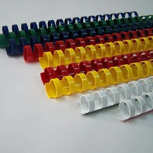 Populaire menu binding gebruikt kam pvc 6mm-51mm kleurrijke spiraal PVC plastic binding kam met custom zeefdruk logo afdrukken