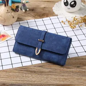 Top Fashion Grid Design Big Capacity Ladies Elegant Purse Money Clip Card Holder Clutch Bag Leather Women Wallets Hot Sales