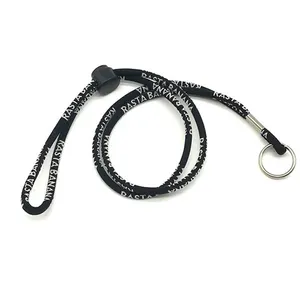 Custom Logo Woven Round Lanyard Neck Strap With Metal Hook Polyester Jacquard Lanyard High Quality Round Nylon Lanyards