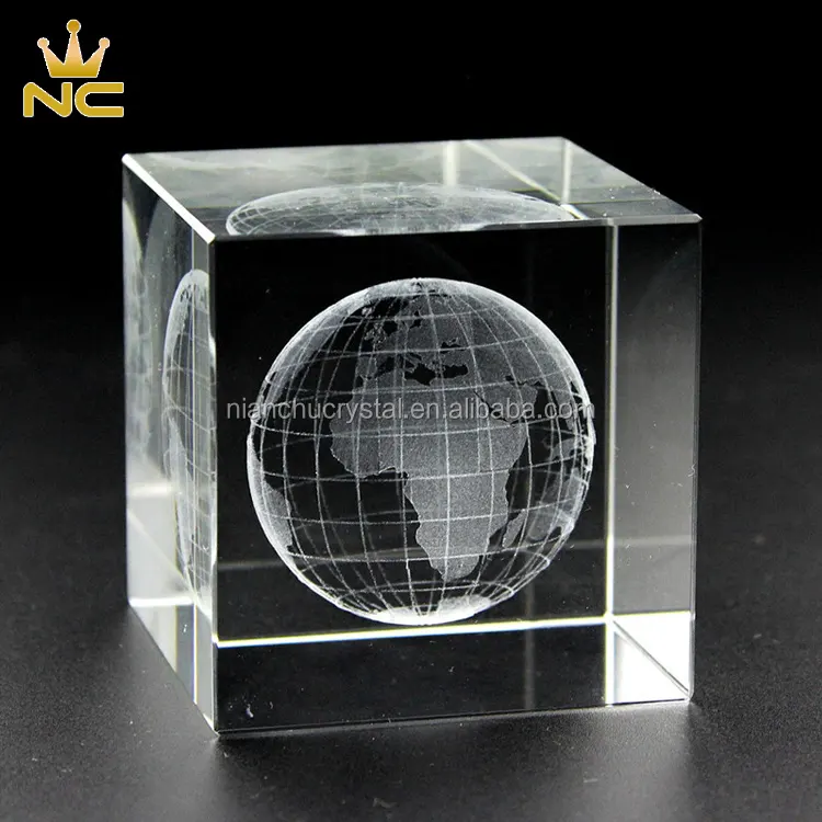 Gravierte Globe Ball 3D Kristall würfel 3D Laser geätzter Brief besch werer