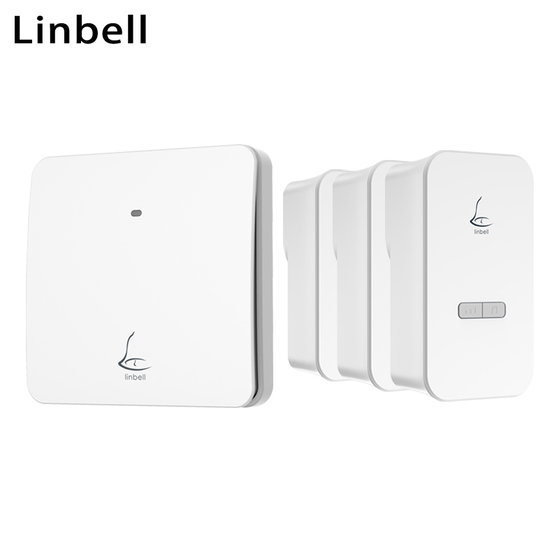 Беспроводной дверной звонок Linbell M2L со штепсельной вилкой европейского стандарта, с 1 передатчиком и 3 приемниками