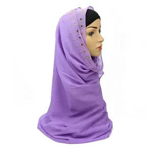 paillette design plain bubble chiffon material crystal Muslim hijab