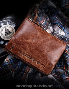 Portefeuille Homme Vintage Tendance en <span class=keywords><strong>Cuir</strong></span> Véritable avec <span class=keywords><strong>Porte</strong></span>-<span class=keywords><strong>Monnaie</strong></span> Euro, Fermeture Ouverte, RFID, Court, Double Poches - Product Image 6