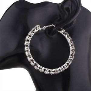 Di alta Qualità di Grandi Dimensioni In Oro Placcato Strass 5 centimetri Grande Rotonda del Diamante di Cristallo <span class=keywords><strong>Orecchini</strong></span> A Cerchio - Product Image 3