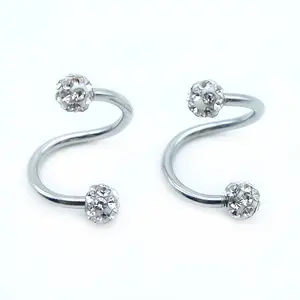 Anillo de Nariz <span class=keywords><strong>Doble</strong></span> con Bola de Cristal, <span class=keywords><strong>Piercing</strong></span> de <span class=keywords><strong>Labio</strong></span> Indio, Joyería Corporal - Product Image 1