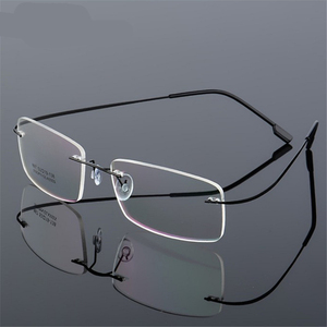 Custom Logo Wholesale Business Women Men Flexible <strong>Frameless</strong> Optical Eyeglasses Memory Titanium Rimless Glasses <strong>Frames</strong> - Product Image 1