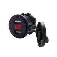 Soket pengisi daya Cepat USB 4.2A & 2.1A Ganda dengan Voltmeter Digital LED merah 12-24v adaptor mobil kapal laut garansi 2 tahun