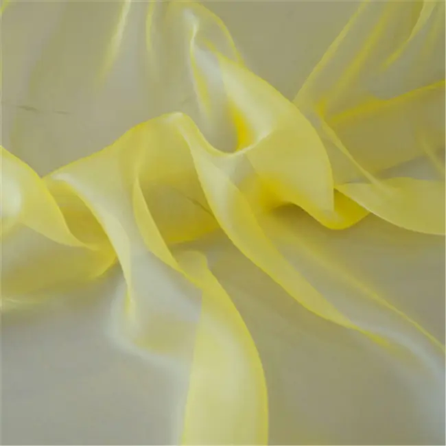 Elegant Soft Beautiful Yellow Sunscreen Fabric Silk Soft Smooth Silk Chiffon Fabric for Scarf Sari Dress Shirt