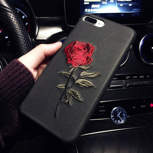 Dropshipping embriodery floral flor Cruz puntada caja de cuero del teléfono celular para <span class=keywords><strong>el</strong></span> iPhone x 8 8 más 7 7 más 6 6 Más - Product Image 4
