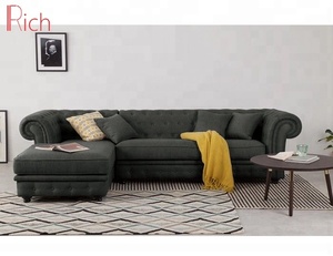 Tela Gris de rollo brazo distintos esquina sofá italiano moderno Nuevo diseño esquina L sofá en forma de - Product Image 2