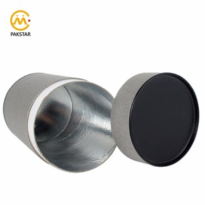 Tamaño personalizado de textura de tela de papel de comida grado té ronda de cartón caja de cilindro con papel de aluminio - Product Image 1
