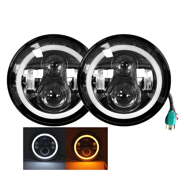 Wholesale Factory 7 Inch Led Head Light Angle Eyes Round Auto Daymaker Led Headlight for Offroad Car