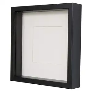 Schwarz Weiß Walnussholz MDF Dekoration Kunst Bild Foto rahmen Deep 3D Shadow Box Rahmen mit Plexiglas