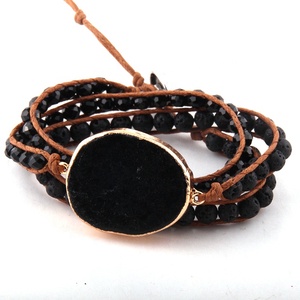 <span class=keywords><strong>Bracciale</strong></span> da <span class=keywords><strong>Donna</strong></span> alla Moda Fatto a Mano con Perle di Pietra Naturale e Vetro, <span class=keywords><strong>Bracciale</strong></span> Avvolgente in <span class=keywords><strong>Pelle</strong></span> a 3 Fili per Uomo, Dropshipping - Product Image 4