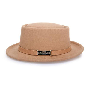 2018 Tùy Chỉnh Chất Lượng Cao Giá Rẻ Faux Len Cảm Thấy Mùa Đông <span class=keywords><strong>Hat</strong></span> Người Phụ Nữ Người Đàn Ông Thanh Lịch Thịt Lợn Pie Fedora Len <span class=keywords><strong>Hat</strong></span> - Product Image 2