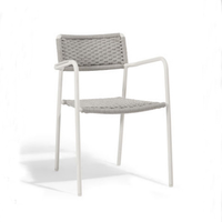 Fauteuil en corde tressée avec cadre en métal, chaise de café empilable d'occasion