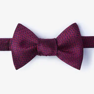 polyester handmade wedding burgundy self tie bowtie for men