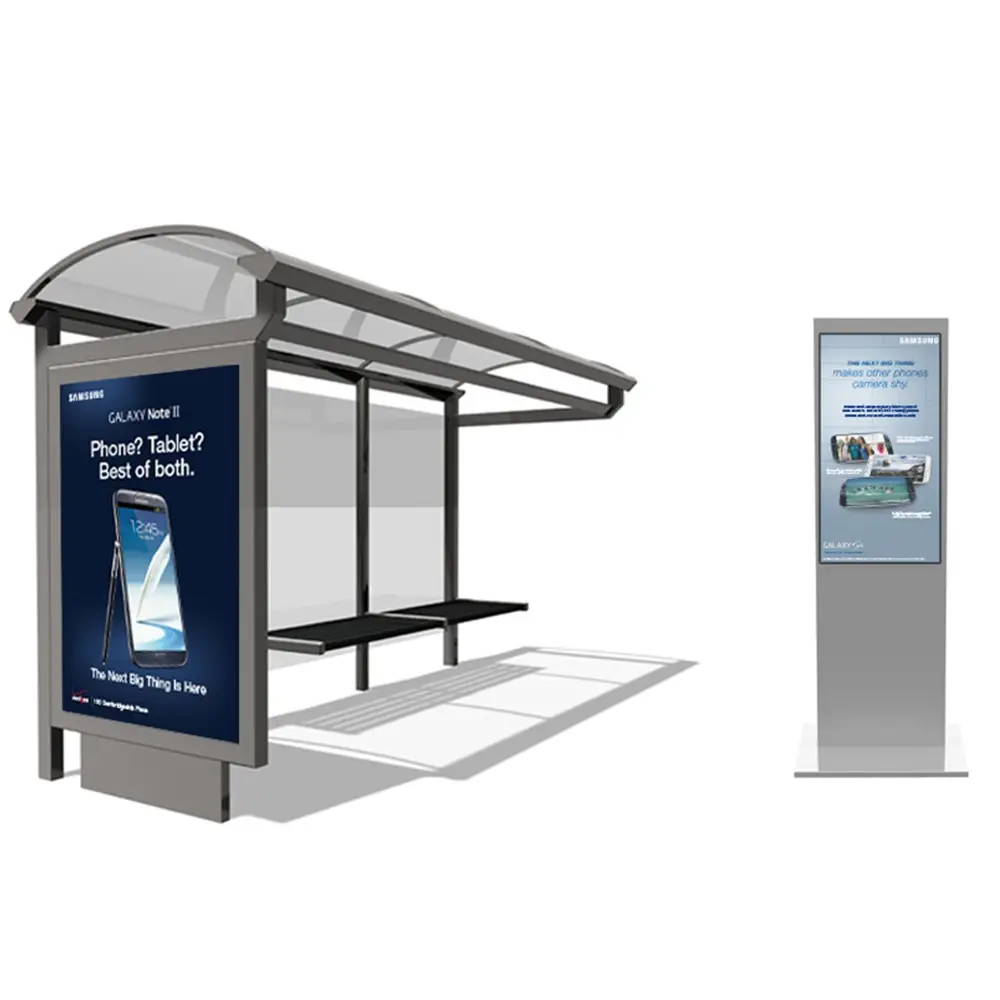 Metal Bus Stop China Big Outdoor Advertising Screen Bus Shelter With Light Box