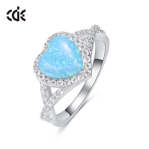 Custom Girl Fashion <strong>Opal</strong> 925 Sterling <strong>Silver</strong> Heart <strong>Ring</strong> - Product Image 3