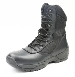 Bottes <span class=keywords><strong>de</strong></span> Combat Montantes Noires en Cuir Véritable pour Hommes, Respirantes, à Lacets, Style Désert Tactique et Jungle, Chaussures <span class=keywords><strong>de</strong></span> Sécurité <span class=keywords><strong>de</strong></span> Bonne Qualité, Bon Marché - Product Image 1