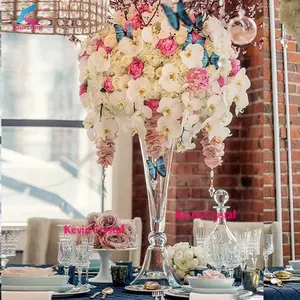Jarrón <span class=keywords><strong>de</strong></span> cristal transparente alto superventas, decoración <span class=keywords><strong>de</strong></span> mesa encantadora florero <span class=keywords><strong>de</strong></span> flores pieza central, jarrones <span class=keywords><strong>de</strong></span> <span class=keywords><strong>vidrio</strong></span> <span class=keywords><strong>de</strong></span> pie alto transparente - Product Image 1