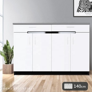 <strong>White</strong> High Gloss Finish <strong>Shoe</strong> Rack Cabinet With 2 Top Drawer and 4 Door and Adjustable <strong>Shelves</strong> for Knick Knock Storage - Product Image 2