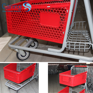 <span class=keywords><strong>2-tier</strong></span> çift plastik sepetleri süpermarket alışveriş sepeti - Product Image 3