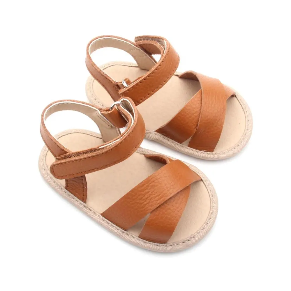 Classic Style Brown Leather Soft Sole Wholesale Summer Girls Boys Baby Sandals