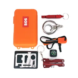 Kit de sobrevivência de emergência, kit 7 em 1, ferramenta de sobrevivência para acampamento, caminhadas ao ar livre