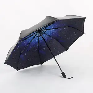 High quality promotion 3 fold sun UV and rain market umbrella