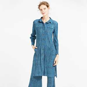 Cappotto Demin pieghettato sottile a maniche lunghe borsa Opp moda donna di alta qualità 100% poliestere Plus Size <span class=keywords><strong>abbigliamento</strong></span> donna modello di stampa - Product Image 3