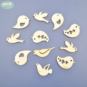 Mixed Laser Cut Wood Bird Shapes DIY Wooden Scrapbooking Crafts for Supply