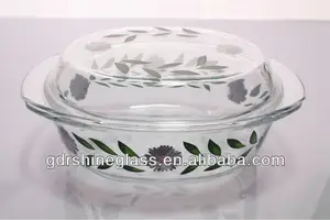 Utensilios de cocina del vidrio de pyrex redondo cazuela / vidrio pyrex resistente al calor tapa la cazuela