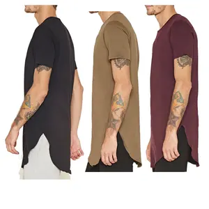 Curved-hem Longline Tee for man short sleeve 100% cotton men's tall tee sporty t-shirts