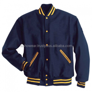 Blouson universitaire en laine bleu céruléen foncé pour homme, très demandé, personnalisable sur le devant, imperméable, réversible, style motard, OEM ODM, élégant - Product Image 1