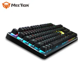 MEETION-لوحة مفاتيح ألعاب ميكانيكية, ماكرو مفتاح ميكانيكي جديد ملون إضاءة خلفية LED إضاءة مريحة ألعاب ميكانيكية