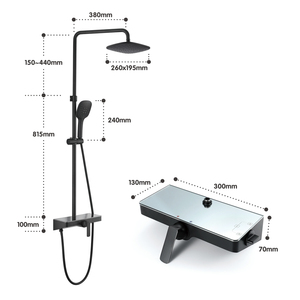 Grifo de ducha de baño de pared, mezclador de agua fría y caliente, juego de grifo de ducha de lluvia - Product Image 3