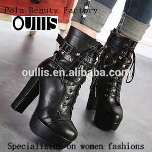 noir bottines femmes chaussures à talons bas ph3095 - Product Image 1