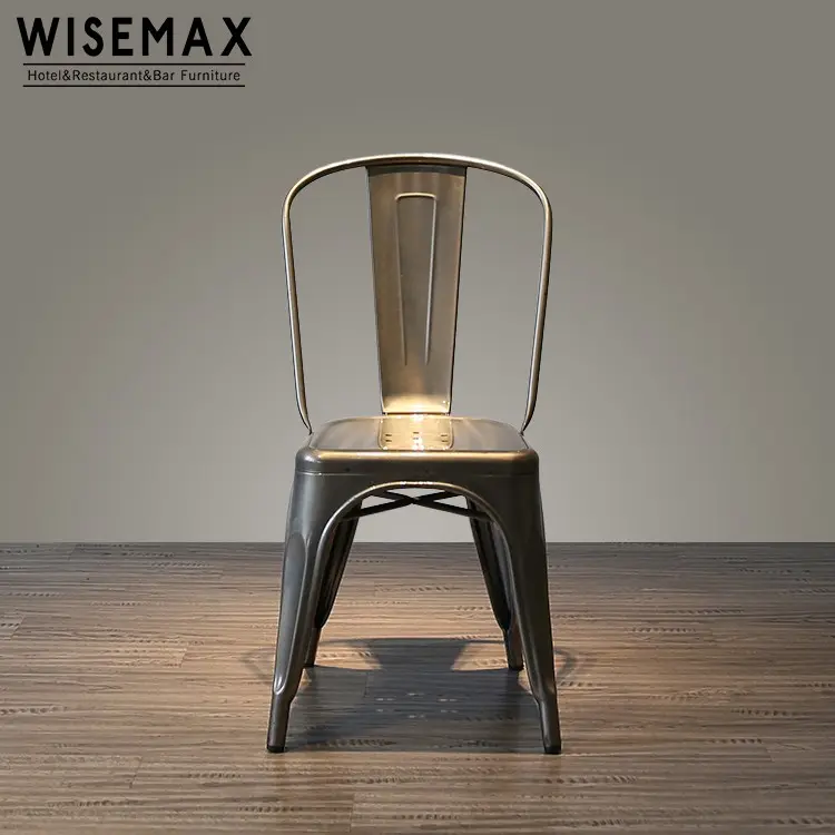 WISEMAX الأكثر مبيعًا أفضل سعر أثاث مطعم إطار حديد فولاذي تصميم حديث كرسي معدني صناعي عتيق لتناول الطعام