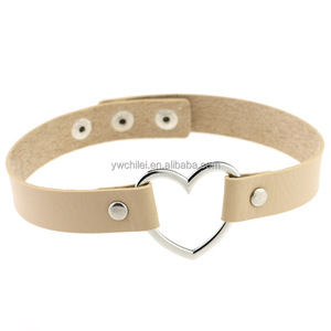 Punk <strong>Gothic</strong> Necklace Women Girl Faux Leather Heart Rivet Buckle Collar <strong>Choker</strong> - Product Image 4