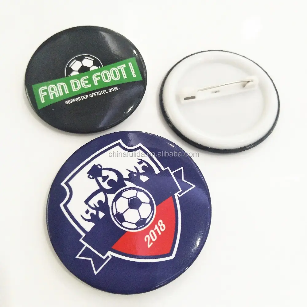promotional printing custom logo 38mm 58mm safety pin metal button badge