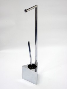 Porte-brosse de toilette rond en métal chromé - Product Image 3