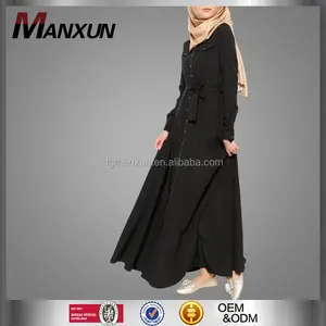 Moda Dubai Abaya nuevos modelos sexy Arabia niñas imagen botones abaya no ver a través vestido musulmán