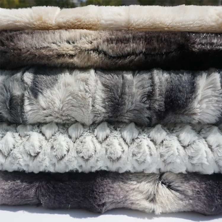 Brushed Fuzzy Animal Print Designs Fake Artificial Plush Imitation Rabbit Fur Soft Cozy Pv Fleece Plush Fabric For Blankets