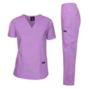 4 กระเป๋า Multi-Pocket กางเกงทางการแพทย์ชุดสตรีขัดชุด