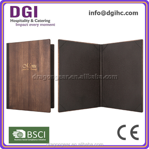 Colorido por encargo cortar de madera de caucho madera cuero carpeta Menú para <span class=keywords><strong>el</strong></span> <span class=keywords><strong>restaurante</strong></span> y cafetería - Product Image 5