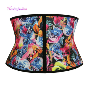 NANBIN kalite kısa korse renkli çiçekler Shapewear alt karın kontrolü ile kısa geri çelik kemik bel Cincher eğitmen - Product Image 4