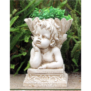 51.5cm di altezza all'aperto giardino francese pavimento in piedi vaso di fiori scultura dipinta Magnesia cupido angelo statua all'aperto francese - Product Image 5