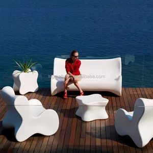 Nieuwe aankomst glasvezel outdoor meubels elegante witte sofa set
